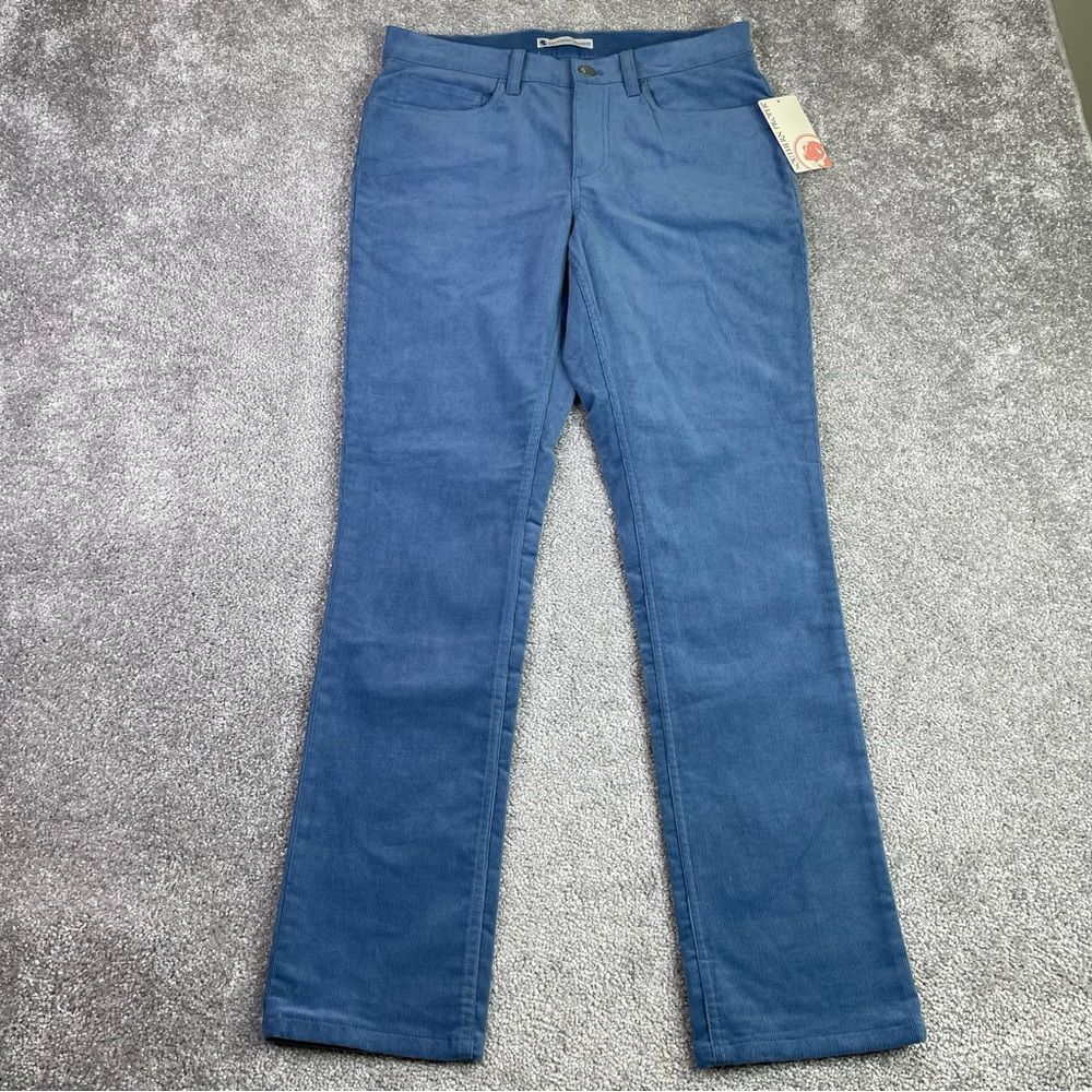 Southern Proper Pants Men’s 30X30.5 Blue Slim Straight Micro Corduroy Preppy